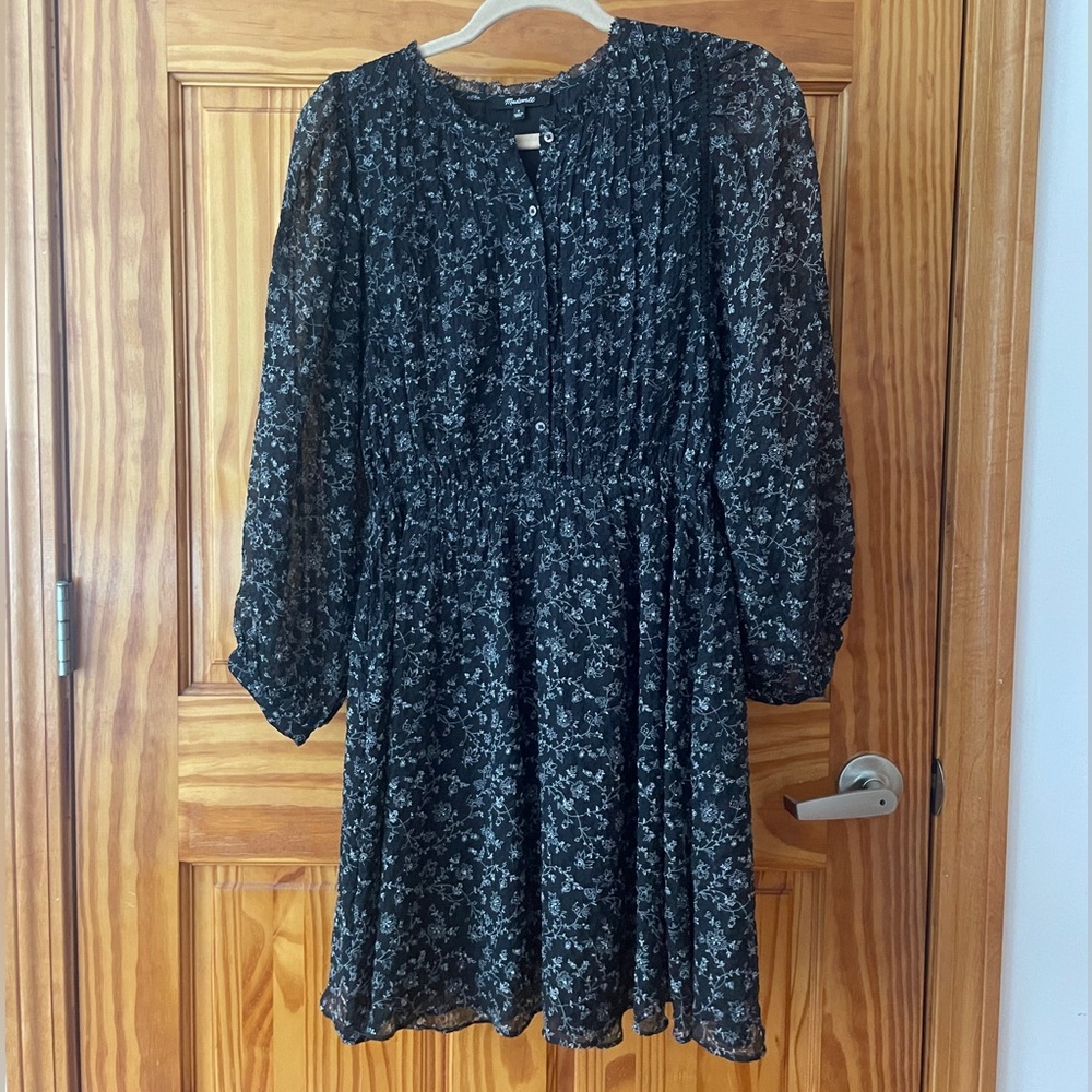 Madewell Black Floral Dress